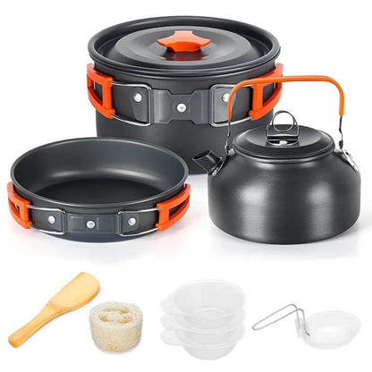 Camping Cooking Set Outdoor Aluminum Lightweight Equipment Camping Cookware Kit For Traveling Trekking Hiking Supplies